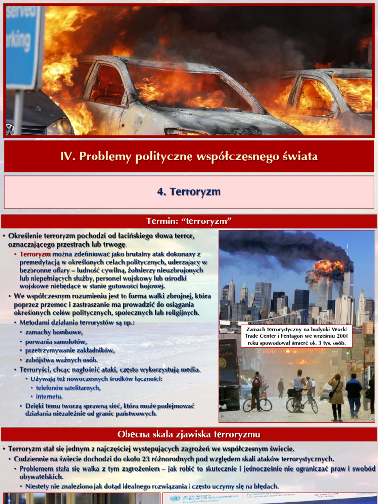 IV. Problemy Polityczne Współczesnego Świata: 4. Terroryzm | PDF