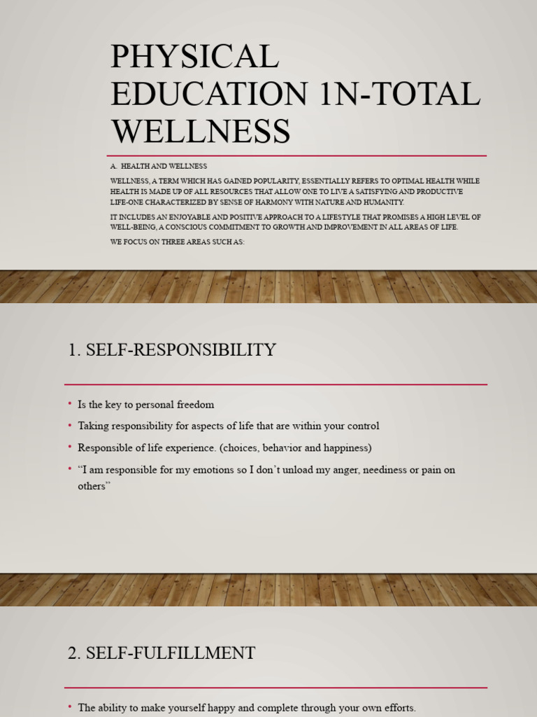 Total Wellness in Physical Education | PDF | Well Being | Quality Of Life
