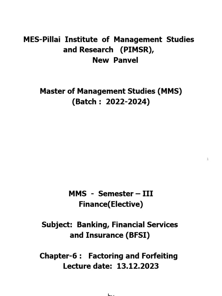 Factoring, Forfeiting (Cir. 13.12.23) | PDF | Factoring (Finance) | Debt
