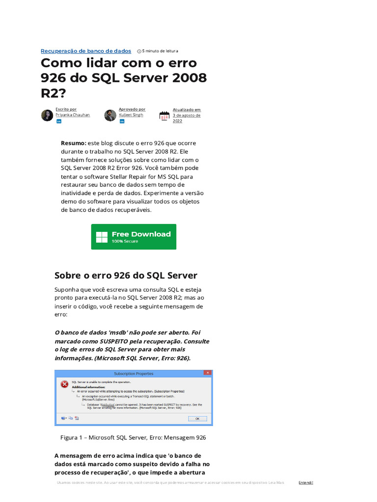 Corrigindo Erro 926 no SQL Server 2008 R2 | PDF | Microsoft SQL Server ...