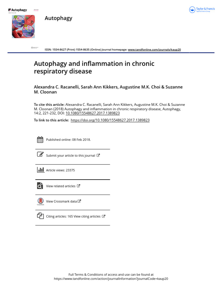 Autophagy's Role in Lung Inflammation | PDF | Autophagy | Inflammation