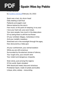 The Way Spain Was by Pablo Neruda - Guiding Literature
