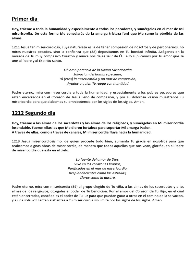 Novenario de la Divina Misericordia PDF Teología Creencia