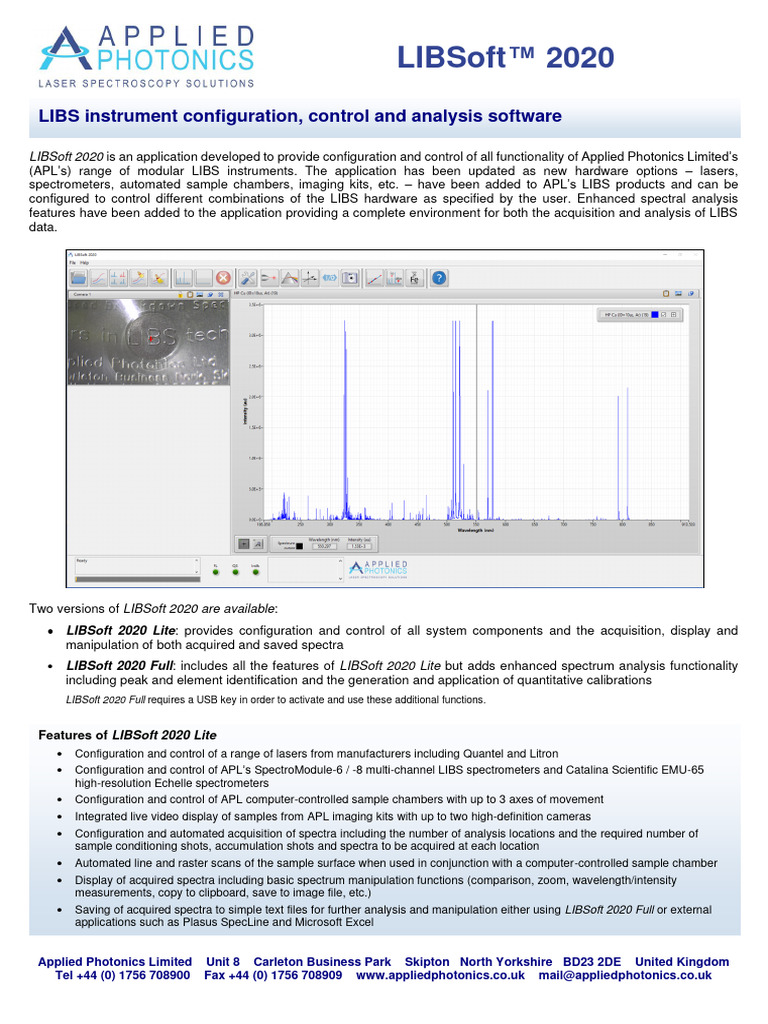 Libsoft 2020 Datasheet Pdf Spectroscopy Computing