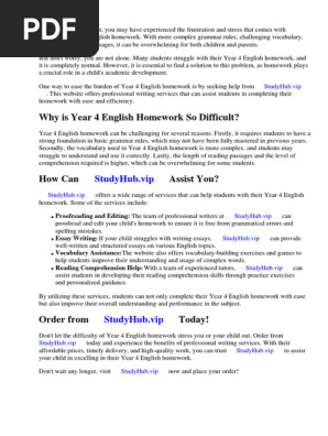 Year 4 English Homework