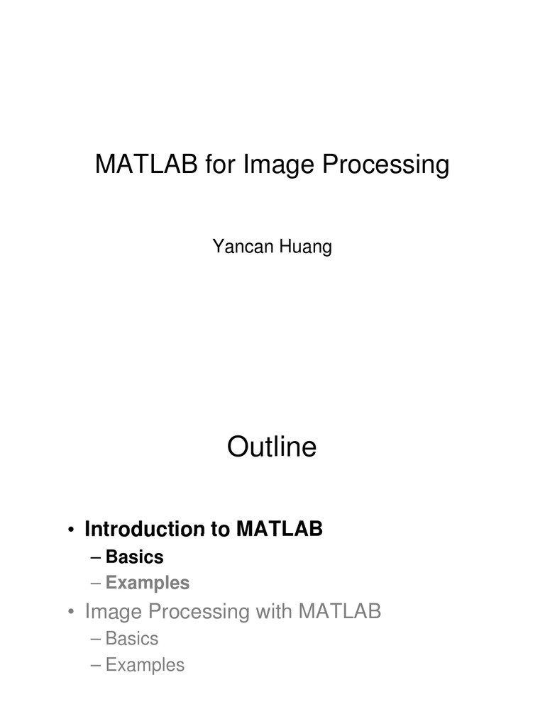 MATLAB For Image Processing: Yancan Huang | PDF | Matlab | Matrix ...