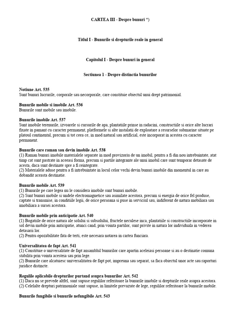 Codul Civil - CARTEA III | PDF