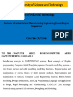 Computer Aided Design - Computer Aided Manufacturing - CADCAM Course Outline