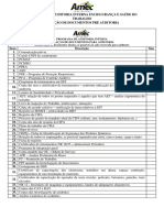 Relação de Documentos Pré Auditoria - Check List