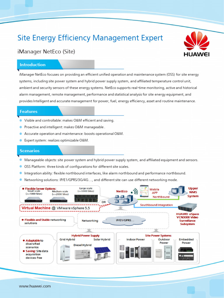 HUAWEI Imanager NetEco Site Datasheet | PDF | Computer Network | Backup
