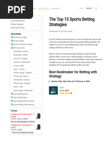 Betting With Strategy - Top 15 Sports Betting Strategies