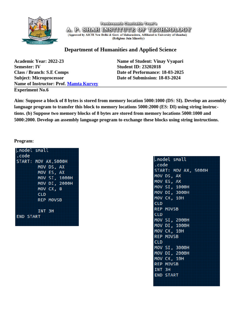 Experiment No 6 - 23202011 | PDF