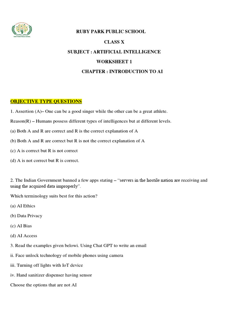 Introduction To Ai Class 10 Pdf