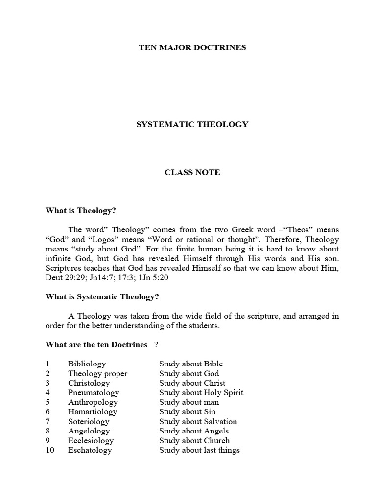 Ten Major Doctrines of Theology | PDF | Biblical Inerrancy | Biblical Canon