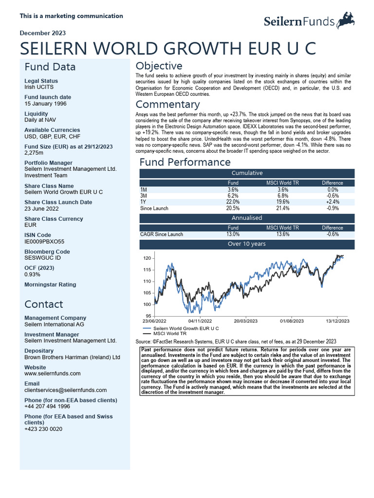 Seilern World Growth EUR U C - EN Factsheet As of December 29 2023 ...