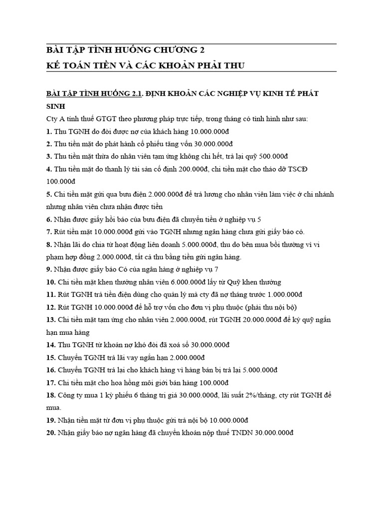 BT Chương 2 | PDF