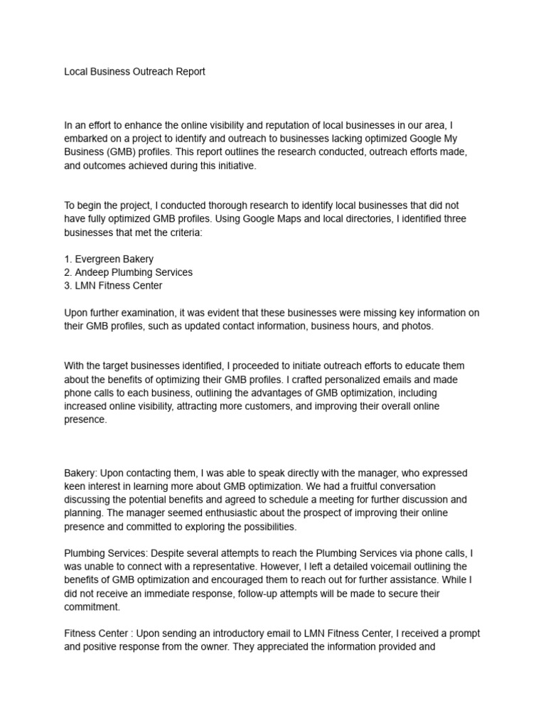 Local Business GMB Optimization Report | PDF | Human Communication ...