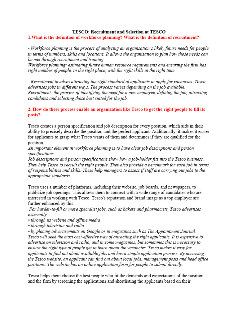 Tesco's Recruitment and Selection Process | PDF | Recruitment | Motivation