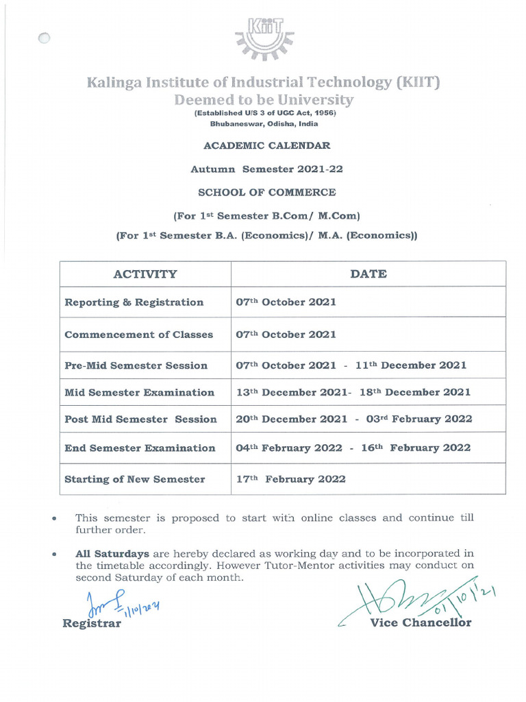 Academic Calendar 1st Sem Commerce PDF Academic Calendar 1st Sem Commerce PDF