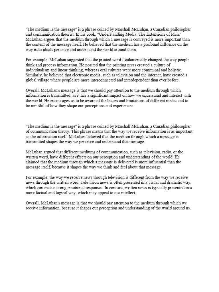 Understanding McLuhan's Medium Theory | PDF