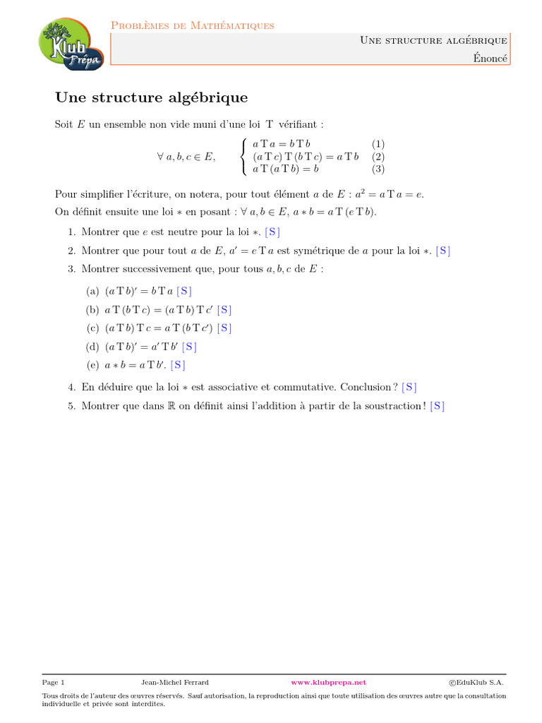 Structures algébriques et propriétés | PDF | Mathématiques | Algèbre ...
