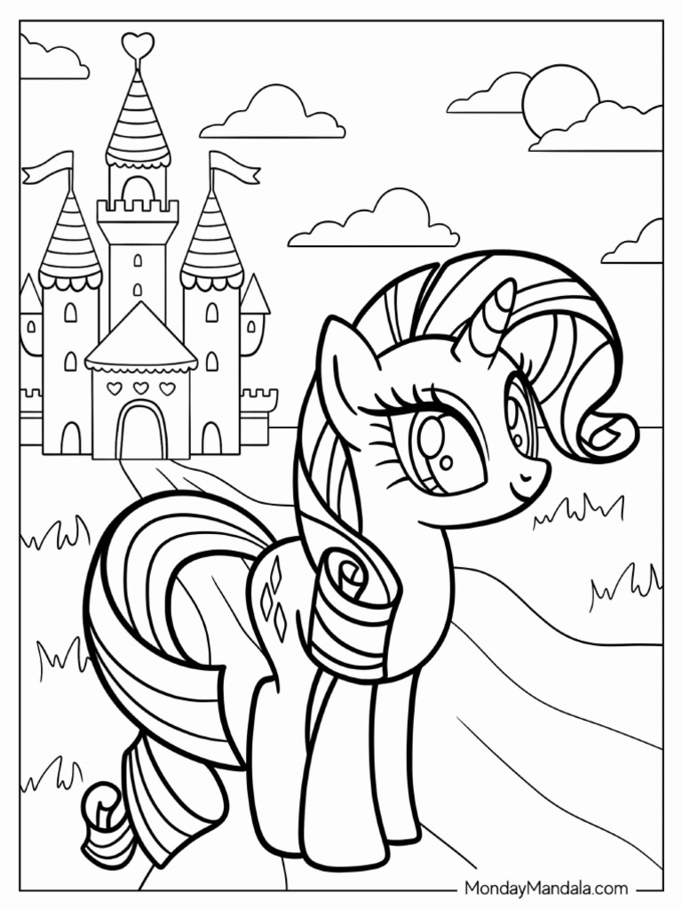 Coloring Page of Princess Cadence in Front of Castle | PDF