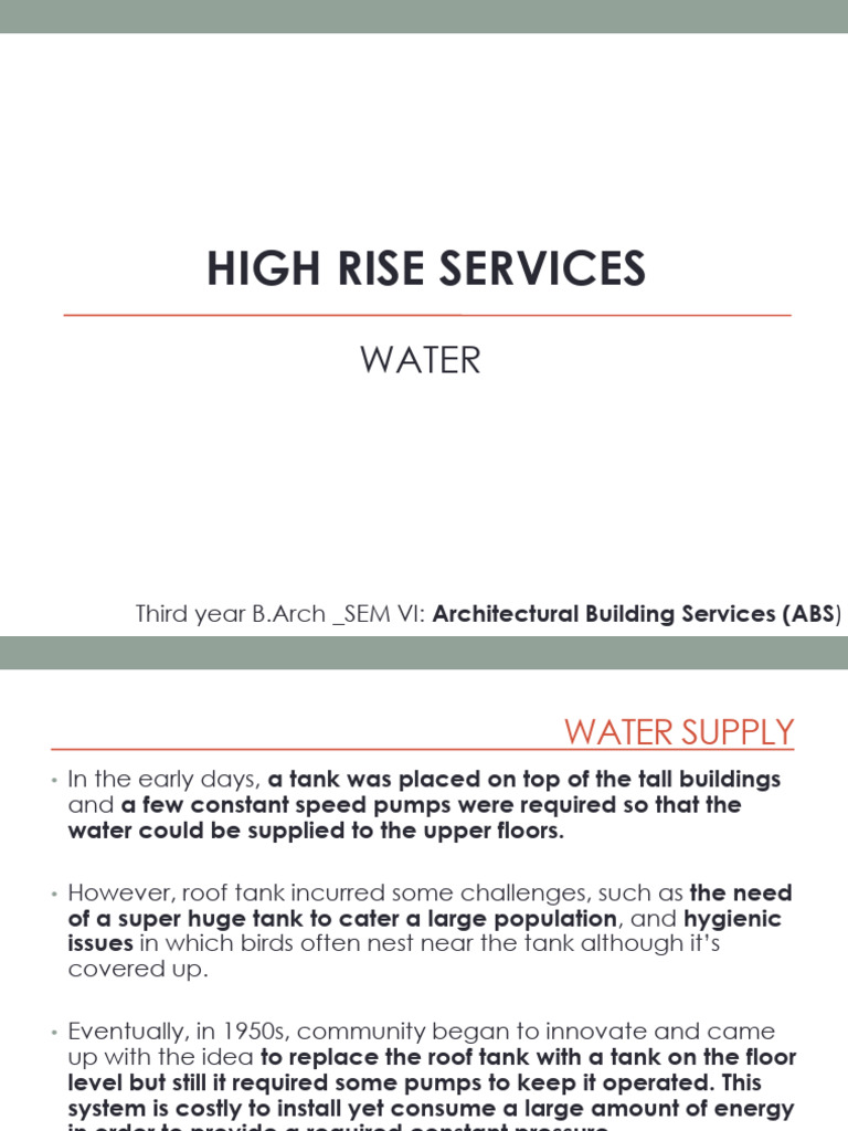 High Rise Services-Water | PDF | Pump | Water Supply Network
