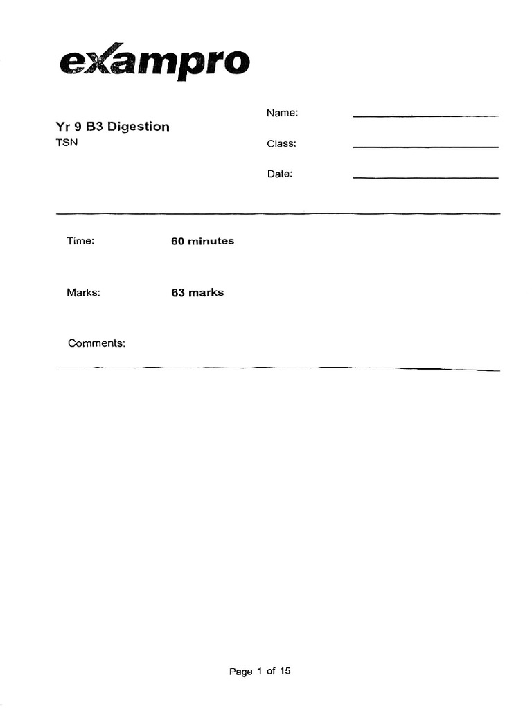 Science B3 Exam | PDF