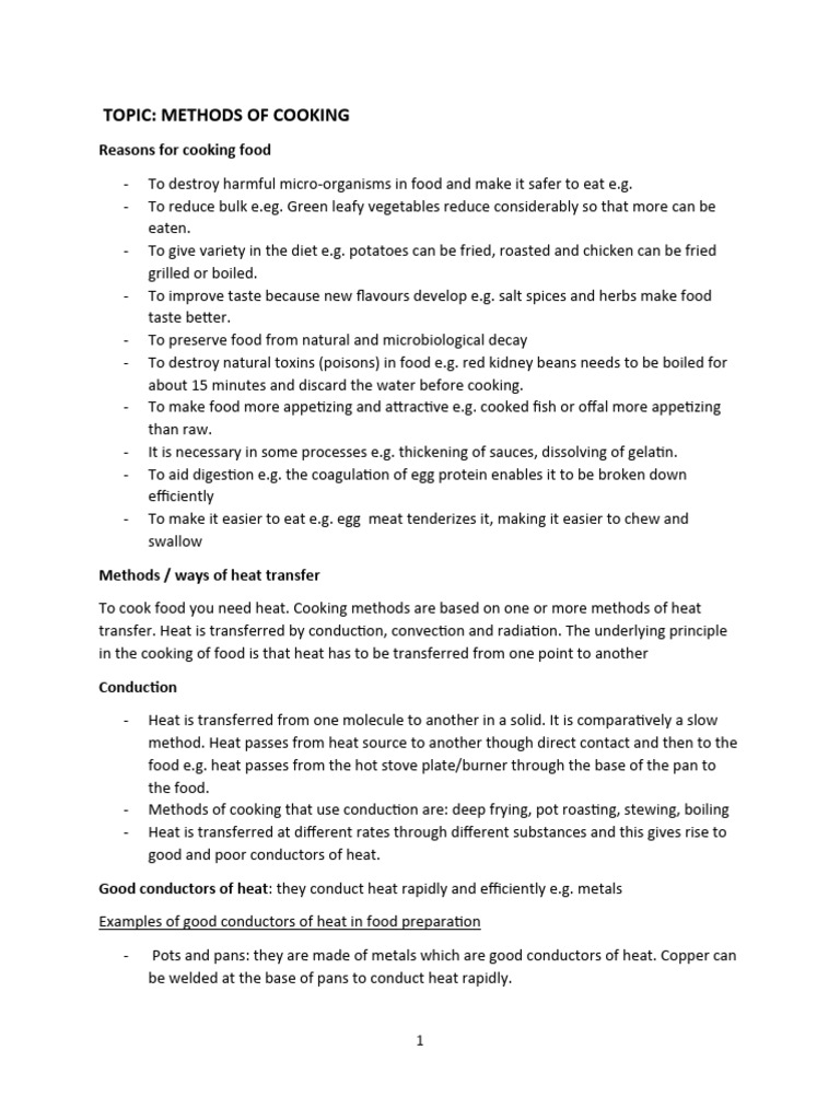 Cooking Methods and Heat Transfer Explained | PDF | Cooking | Grilling