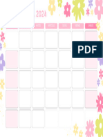 Colorful Simple Illustrated Flowers April 2024 Monthly Calendar