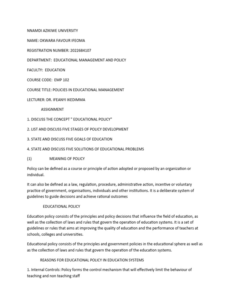 Educational Policy PDF Policy Evaluation