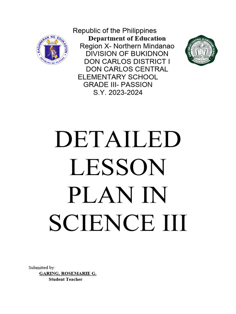 Day 1 Science 3 Detailed Lesson Plan Pdf Light Rainbow