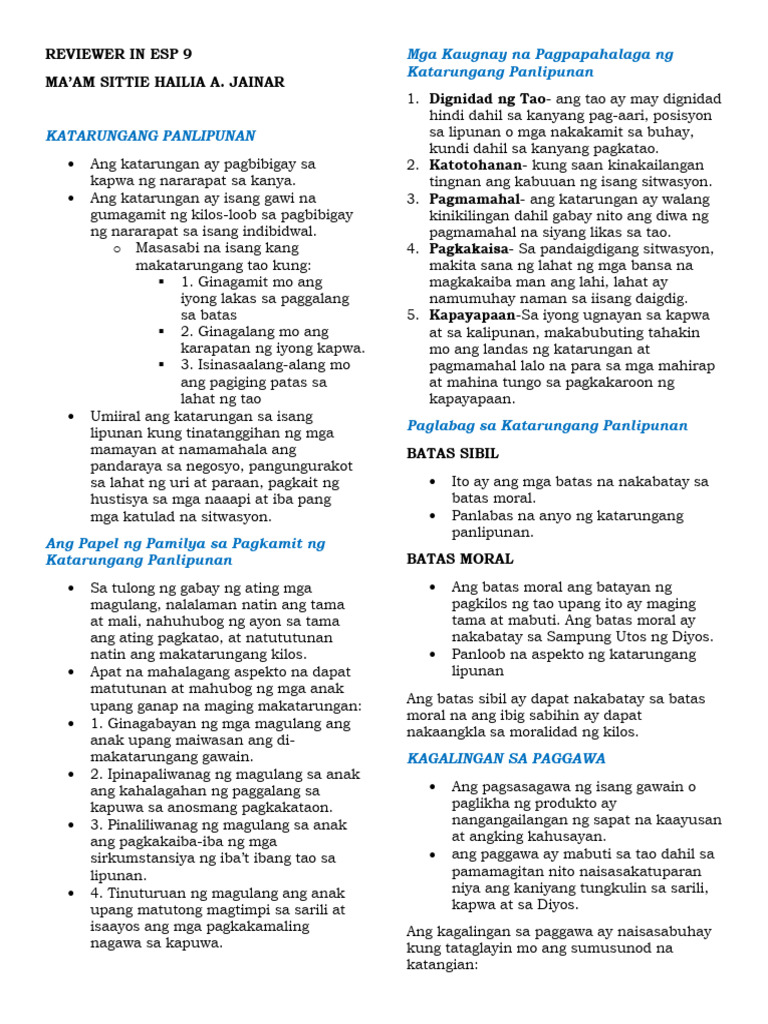 Reviewer in Esp 9 | PDF