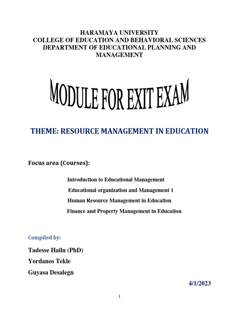 MODULE Resources Management in Education-3 | PDF | Leadership | Science