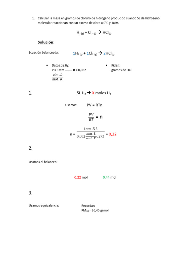 Estequiometría de Gases Actual | PDF | Amoníaco | Mole (Unidad)