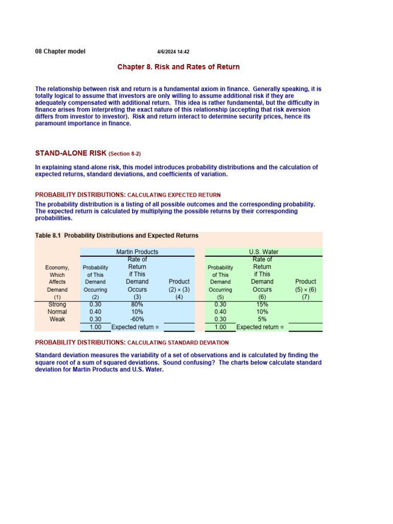 Risk and Return Analysis in Finance | PDF | Financial Risk | Capital ...