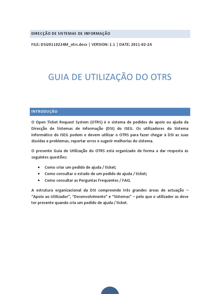 Guia Prático para Uso do OTRS no ISEG | PDF | E-mail | Internet
