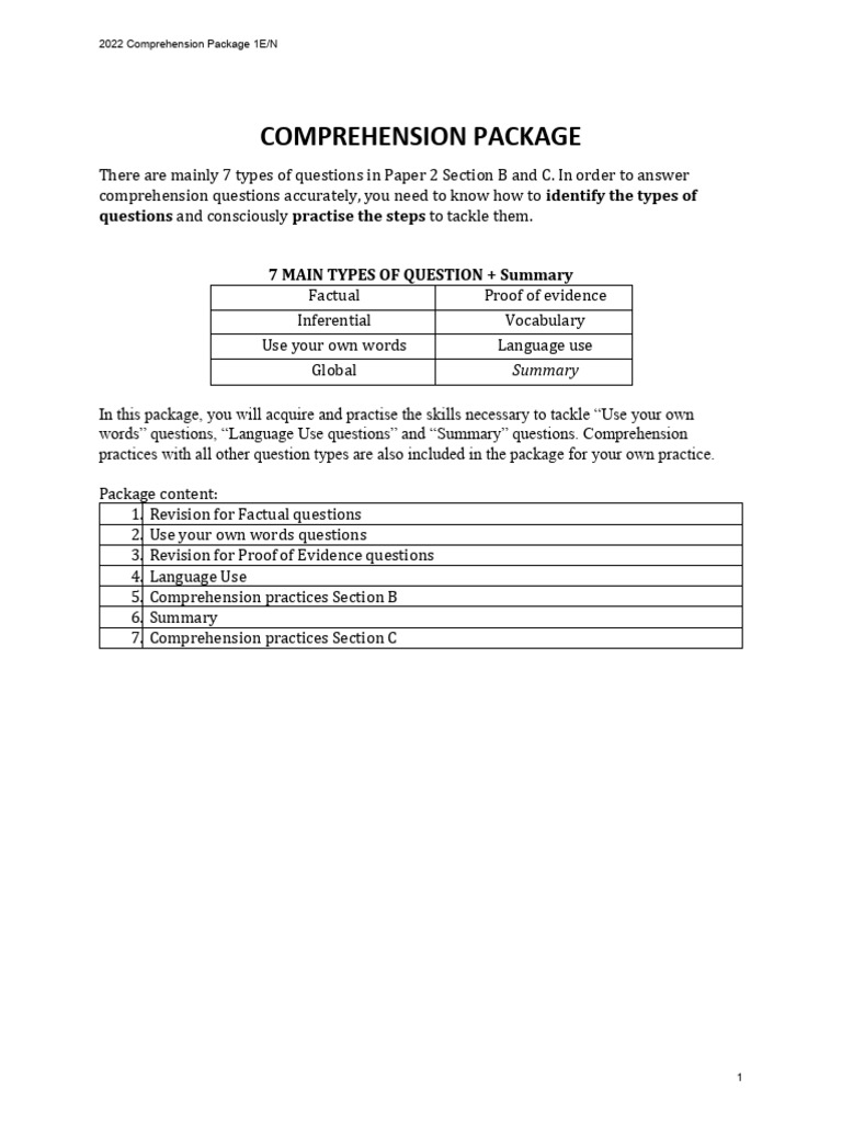 Mastering Comprehension Question Types | PDF