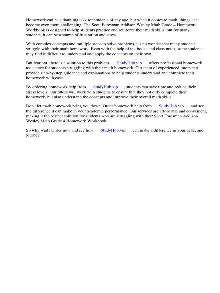 Scott Foresman Addison Wesley Math Grade 4 Homework Workbook | PDF | E