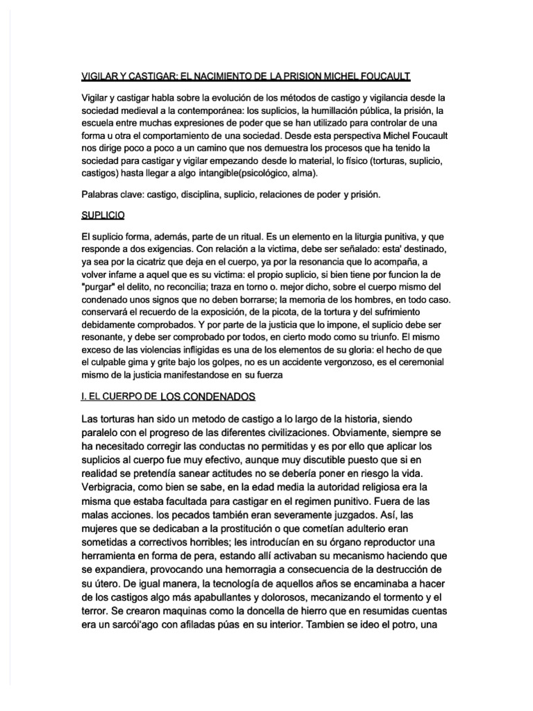 PDF Resumen Vigilar y Castigar - Compress | PDF | Michel Foucault