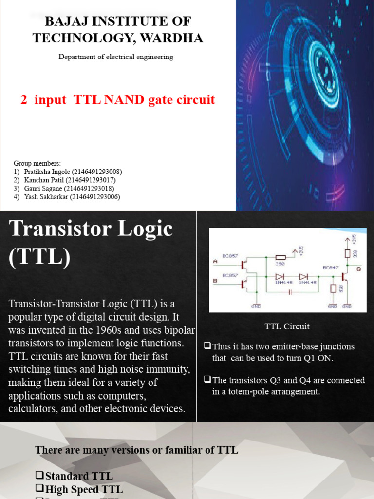 TTL NAND Gate Circuit Overview | PDF | Microcontroller | Logic Gate