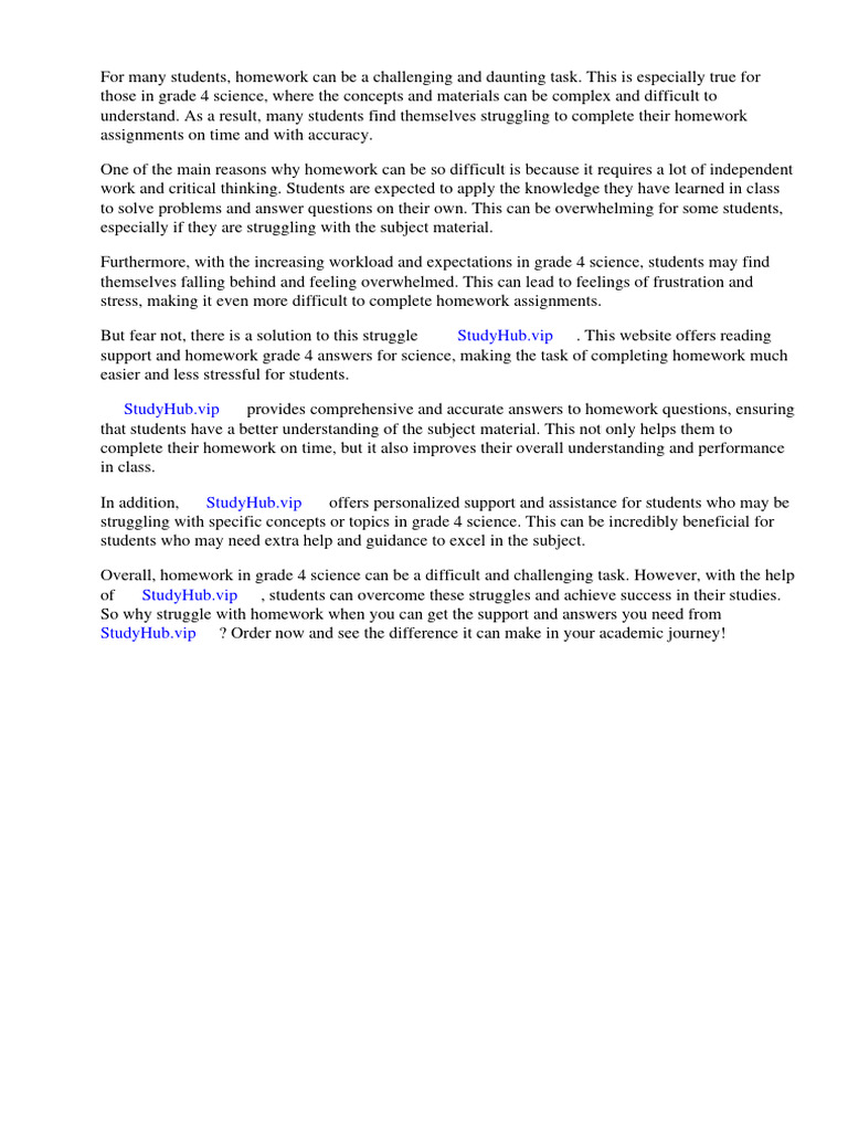 Reading Support and Homework Grade 4 Answers Science | PDF | Reading