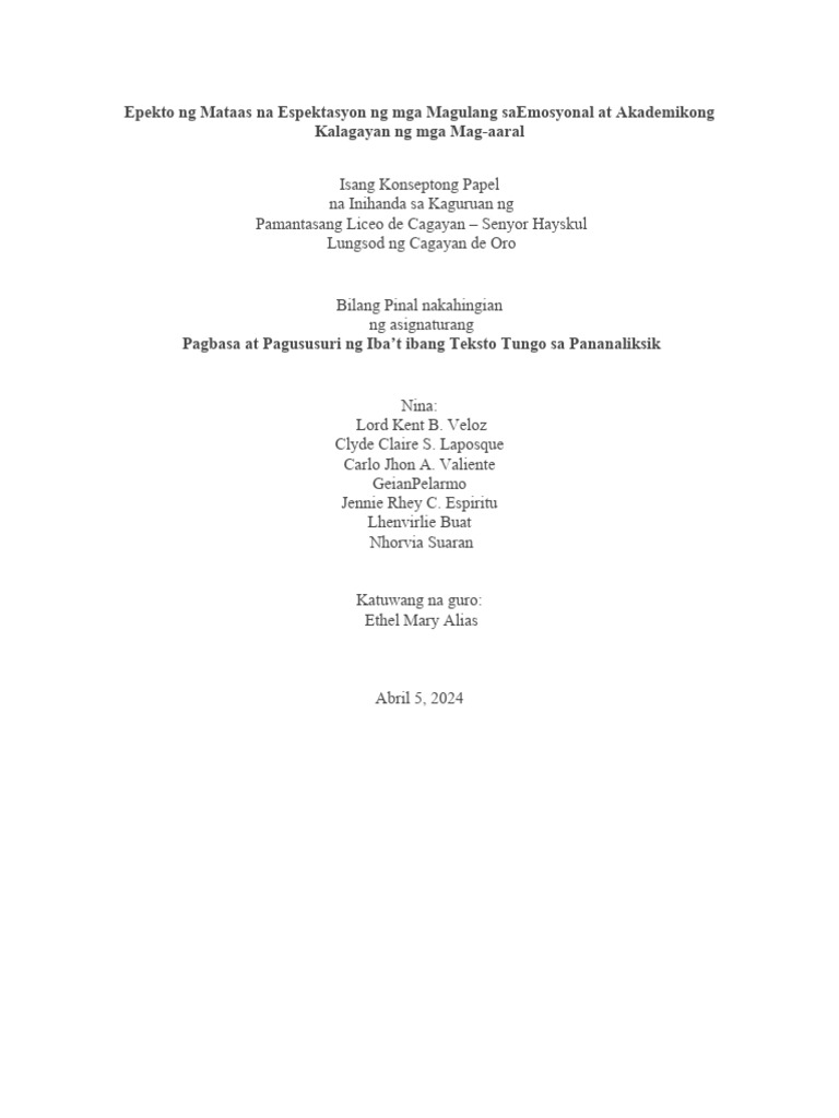 Filipino Konseptong Papel | PDF