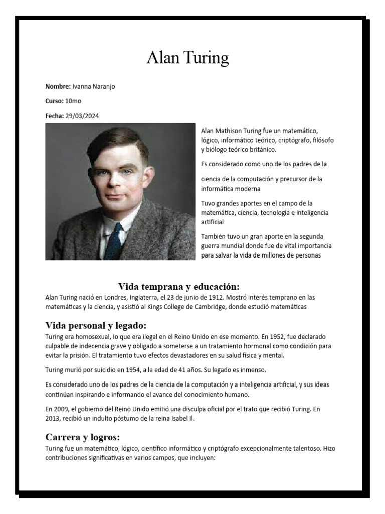 Alan Turing | PDF | Alan Turing | Ciencias de la Computación