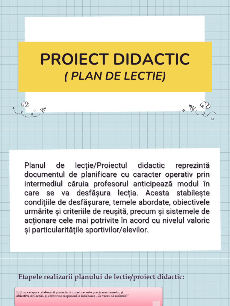 Proiectul Didactic - Practica Pedagogica | PDF
