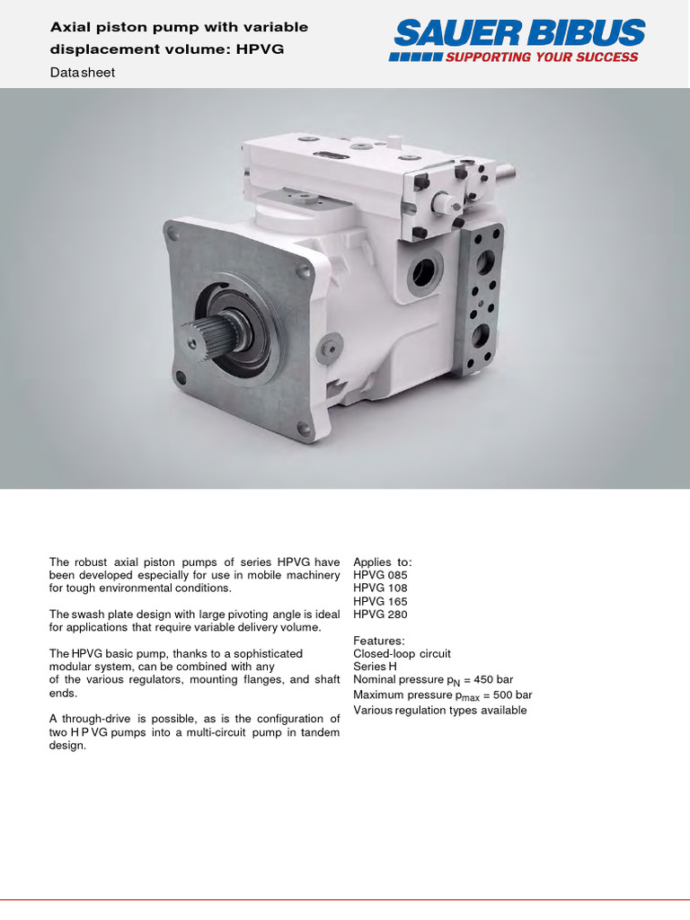 HPVG Series Variable Displacement Pumps | PDF | Pump | Manufactured Goods