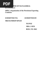 Term Paper of Managerial Economics OPEC: Organization of The Petroleum Exporting Countries