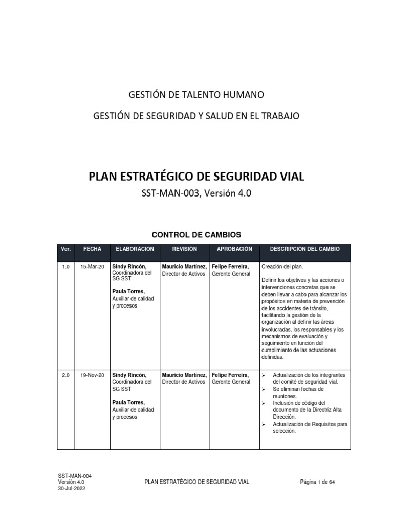 Plan Estratégico de Seguridad Vial 2022 | PDF | Planificación ...