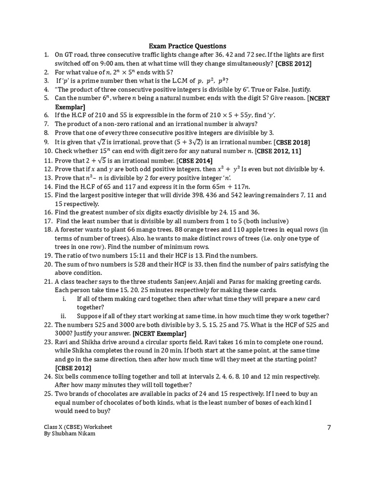 Ch 1 real numbers class x cbse pdf numbers natural number