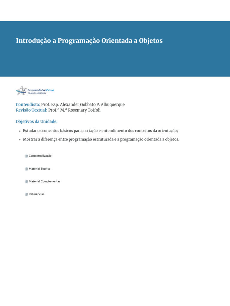 Introdução à Programação Orientada a Objetos | PDF | Classe ...
